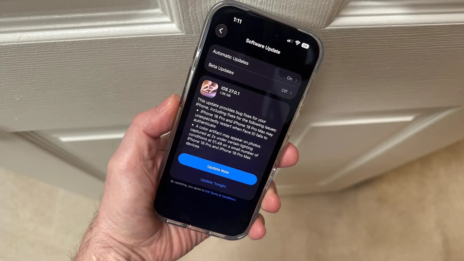 Apple releases iOS 27.0.1 to fix iPhone 18 Pro restarts