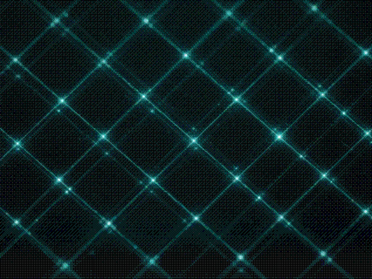 A lattice of teal lines with glowing intersections
