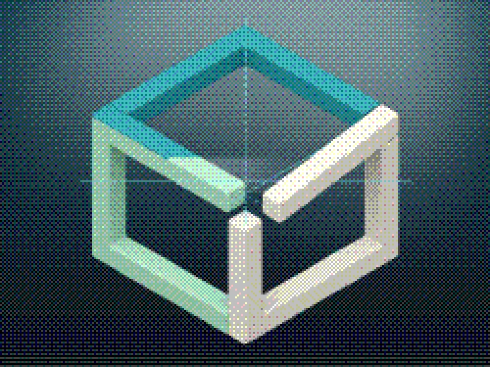 An isometric scaffold frame with one beam hanging above its joint