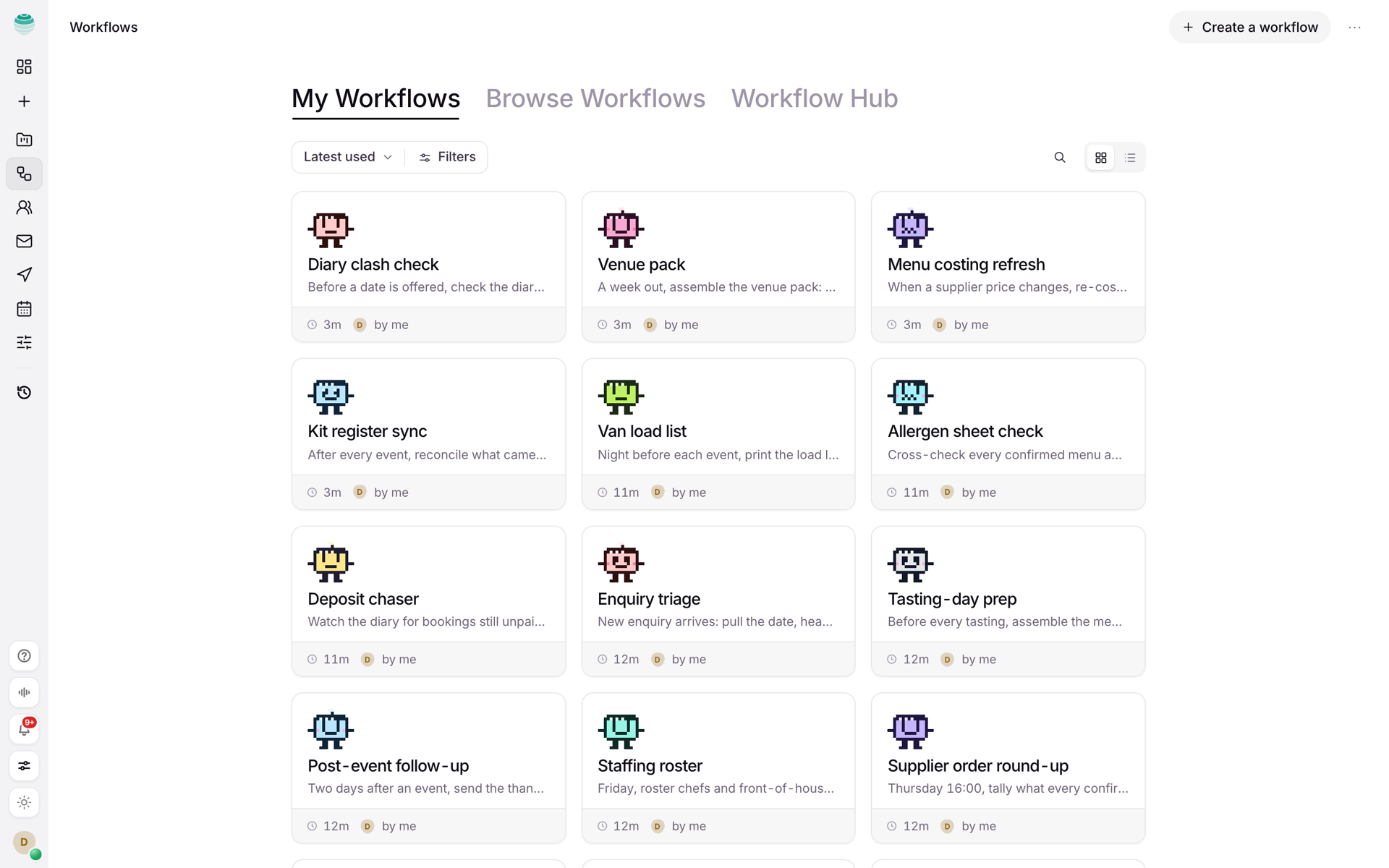 Kaer Workflows that run on schedule. screen